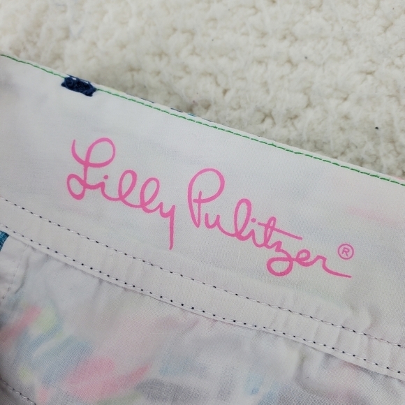 Lilly Pulitzer Walsh Shorts Womens 0 30x3 Palm Reader Pink Blue White Multi - Picture 7 of 13